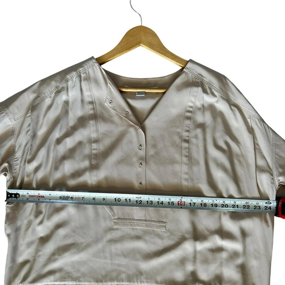 DIANE VON FURSTENBERG Short Sleeve‎ Tunic Top/Dress. 100% Silk,Tan Khaki. Sz 14 - Picture 2 of 8